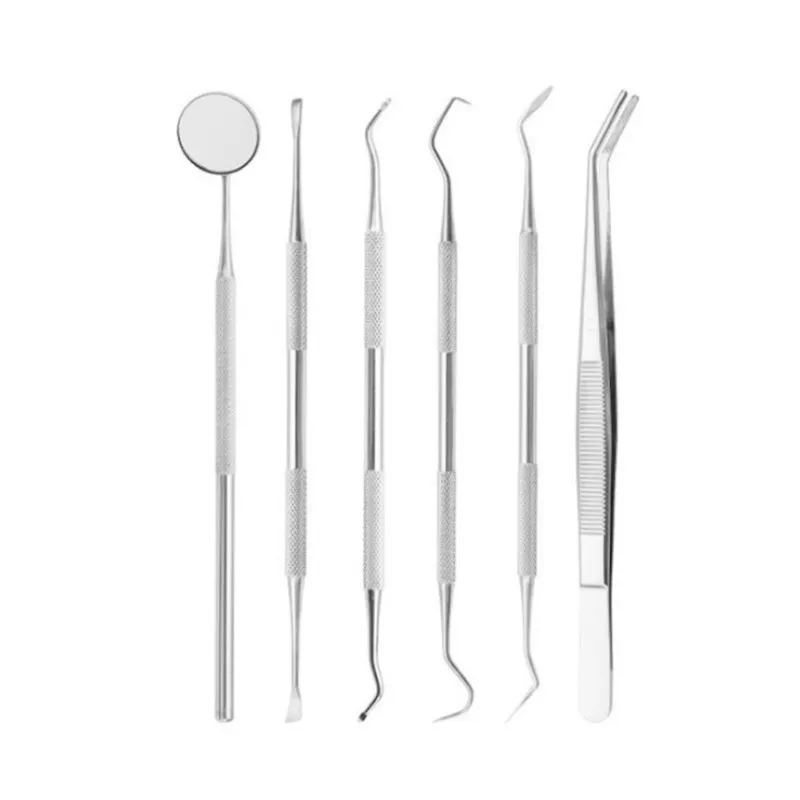 2 Stuks Dental Spiegel Rvs Dental Tandarts Voorbereid Tool Set Probe Tand Care Kit Instrument Pincet Schoffel Sikkel Scaler