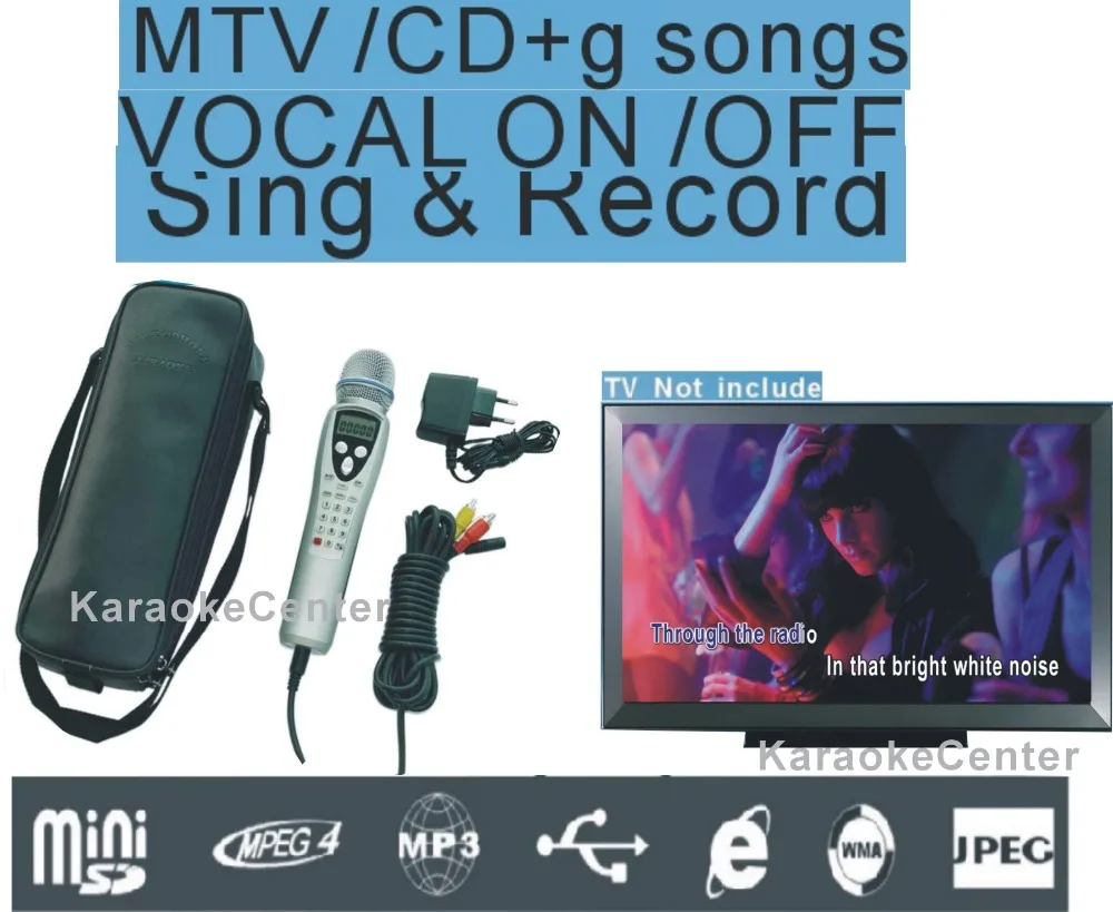 

Thai English MTV Karaoke Machine Magic Karaoke Microphone System, Portable Sing Machine. One step add more song