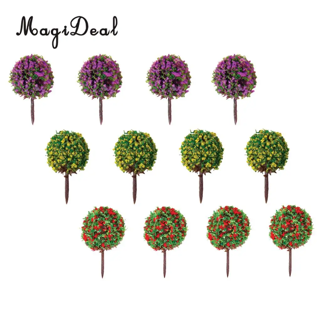 MagiDeal 30Pcs/Lot Mixed 3 Colors Flower Model Train Trees Ball Shaped Scenery Landscape 1/100 Scale for Railway Road Kids Toy