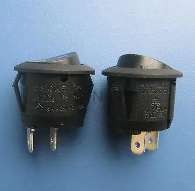 (2)SOKEN RK2-13 AC 125V 6A 2 Pin ON/OFF SPST Snap in Mini Boat Rocker Switch UL