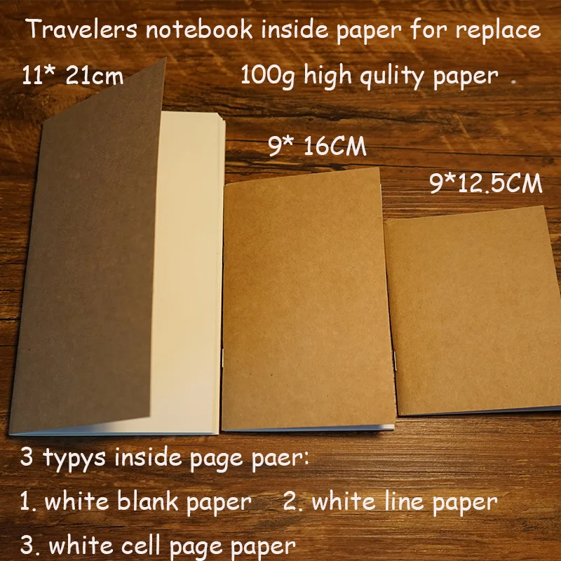 100% high quality travelers journal notebook refiller paper 5 types 3 size paper for traveler books replace school supplies