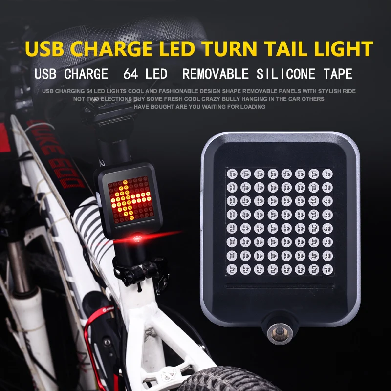 

USB Rechargeable LED Bike Bicycle Turning Light Remote Control Rear Laser Safety Warning Light Lamp Infrared Taillight