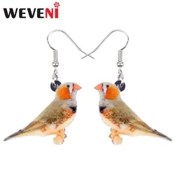 WEVENI Acrylic Lovley Zebra Finch Bird Earrings Big Long Dangle Drop Fashion Jewelry For Women Girls Kid Gift Animal Accessories