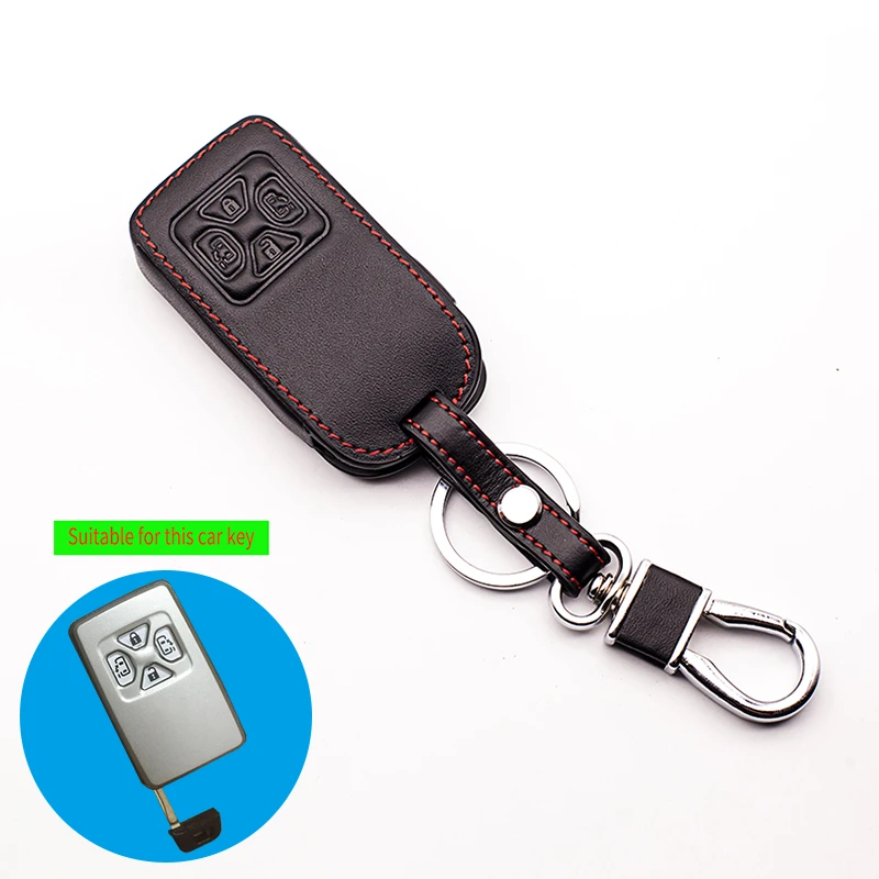 Leather car key cover car wallet for Toyota Noah Mark X RAV4 Estimate Corolla Yaris 4 button Key cases smart protect shell