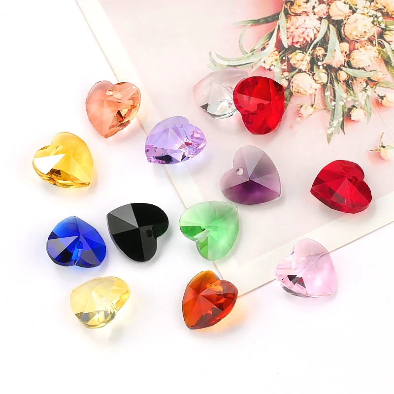 Best quality 14mm 28pcs/pack 6228 Heart pendant Austria charms crystal heart beads gems for Jewelry accessories Earring making