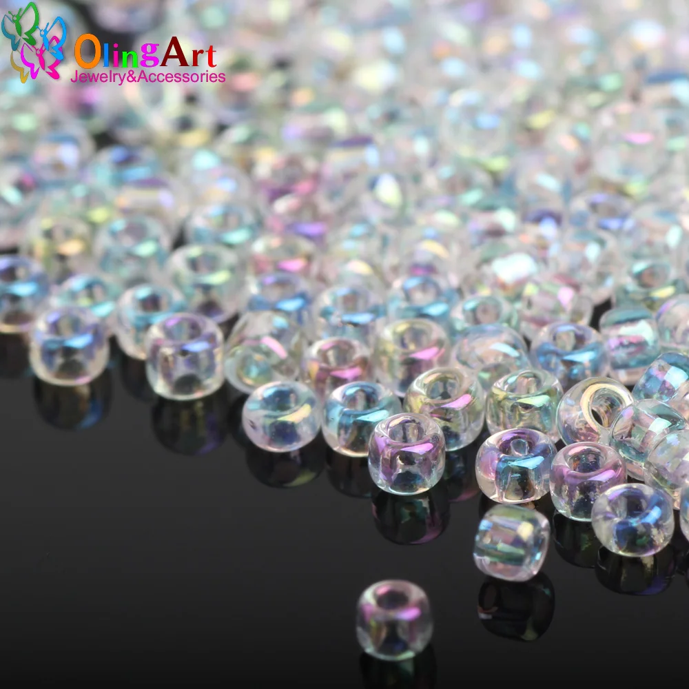 OlingArt 2MM 45G/lot Glass Seed Beads Multicolored transparent Round spacer bead DIY jewelry making 2023 New