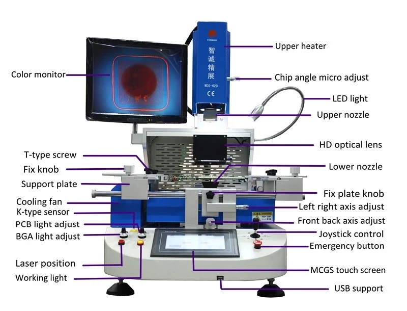 BGA Repair Machine WDS-620 Automatic Estacion de Soldadura for Computer/Mobile phone Motherboard Repairing and Rework Station