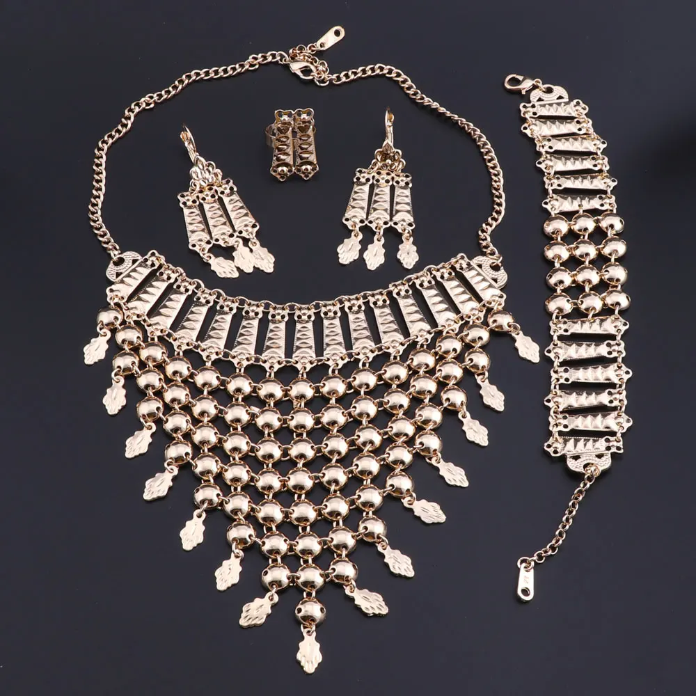 OEOEOS Indian Bridal Jewelry Sets For Women Dubai Fashion Necklace Earring Bracelet Set Wedding Jewellery Bridal Costume Jewelry