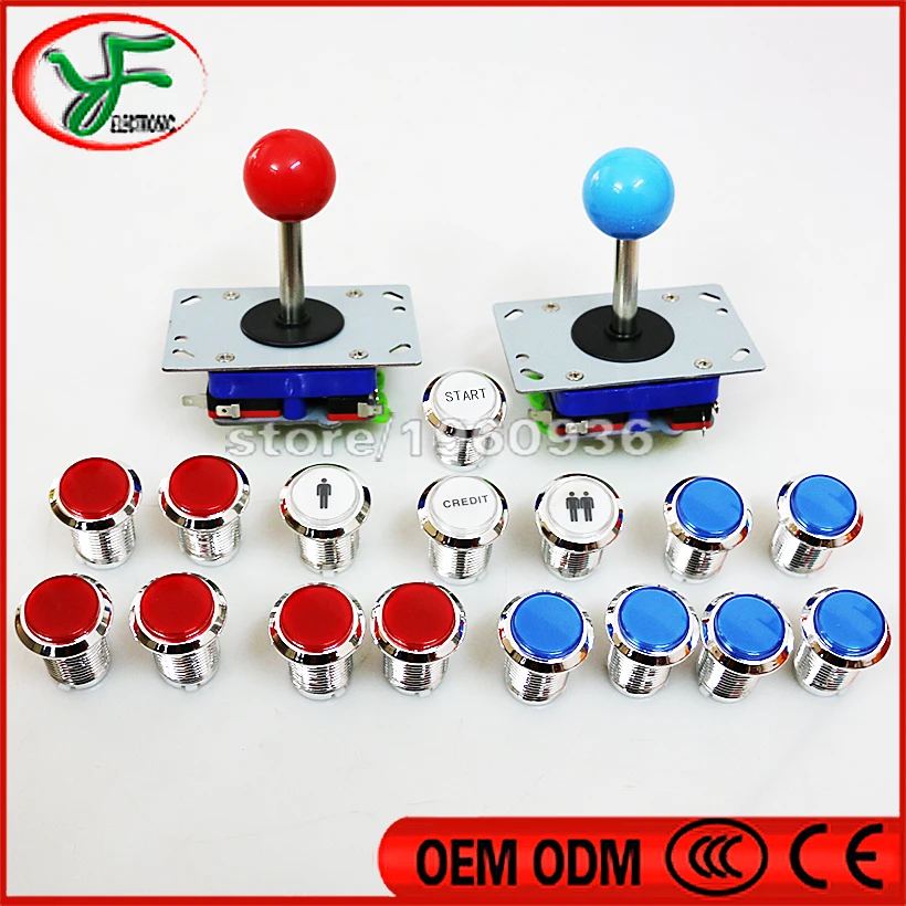 1P /2P CREDIT / STAR logo CHROME Plated 12V led illuminated push button+ zippy joystick for Arcade Jamma mame raspberry pi parts