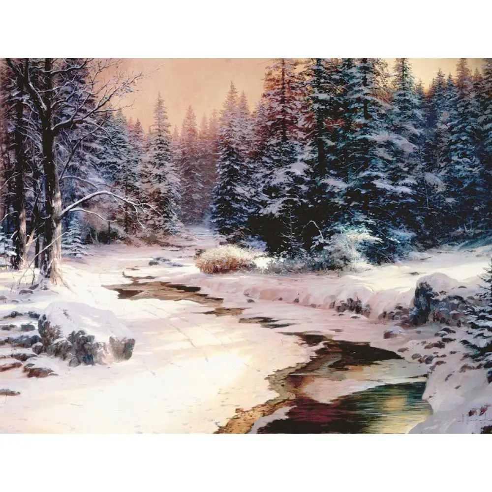 Hand Painted Modern Oil Paintings Winters End Landscape Art Pictures on Canvas for Wall Decor High Quality