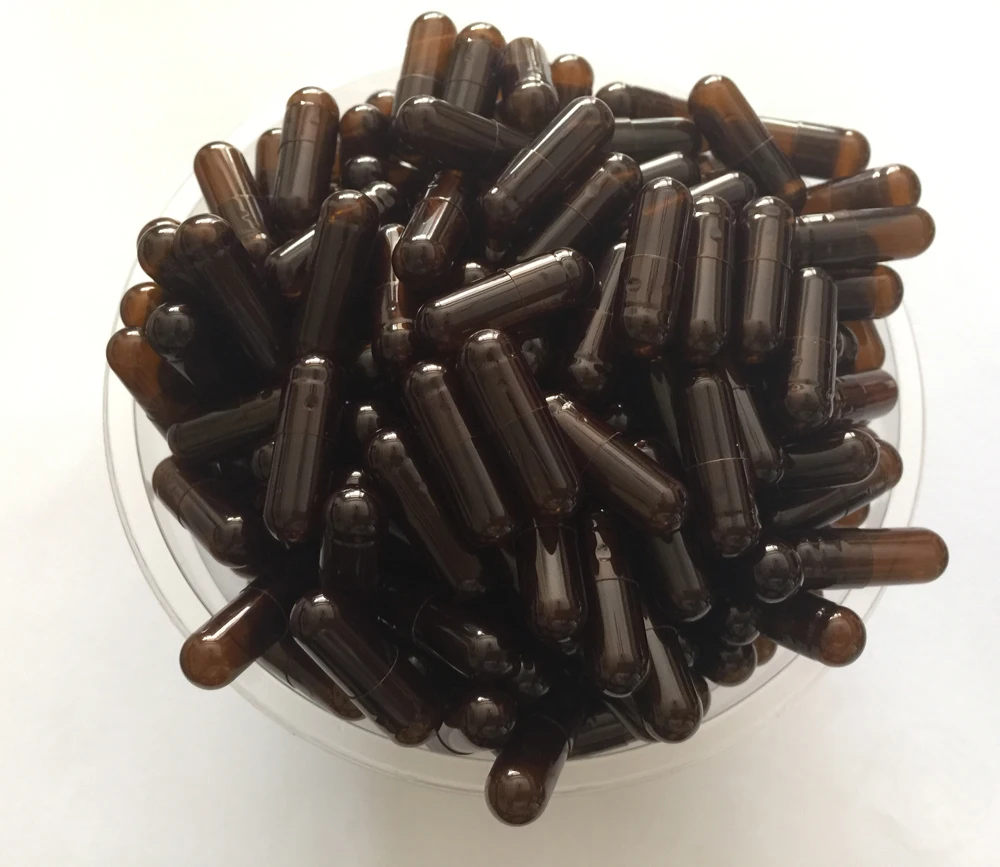 

(10,000pcs/pack) Size 0 Translucent Coffee Brown Color Hard Gelatin Empty Capsule---Tops and Bottoms Joined Only