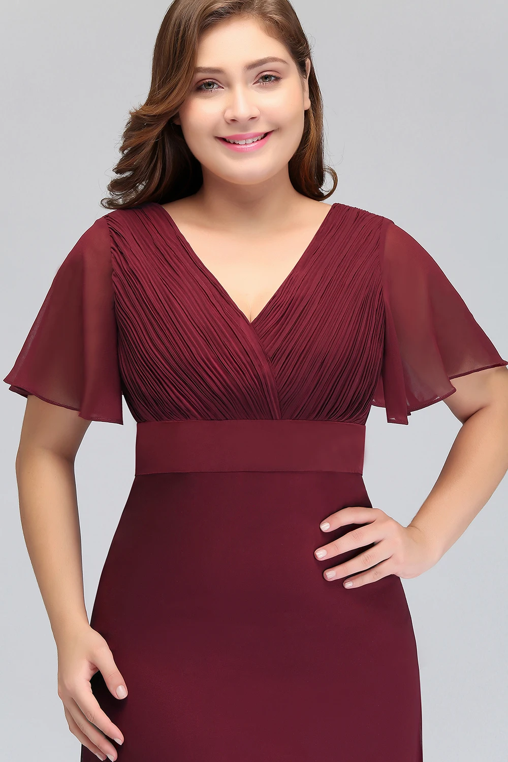 Vestidos de dama de honra com decote em v longo para mulheres, plus size, presente de aniversário para senhora mãe