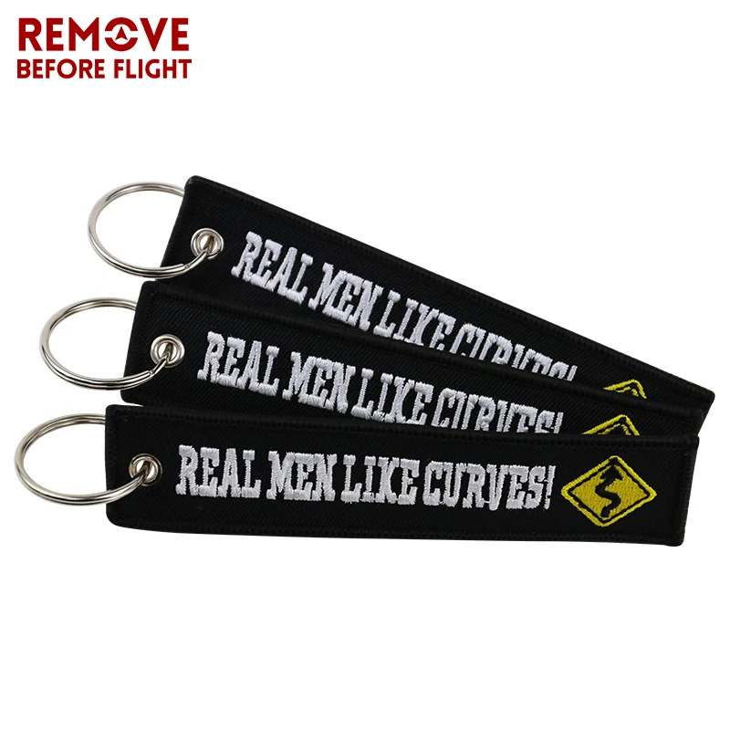 Keychain Embroidery Motorcycle Car Key Holder Real Men Like Curves Keyring Key Fobs OEM Jewelry Key Chain for Chaveiro Para Moto