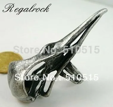 Gothic Bird Skull Ring Raven Crow Wicca Baphomet Occult Halloween Goth Jewelry