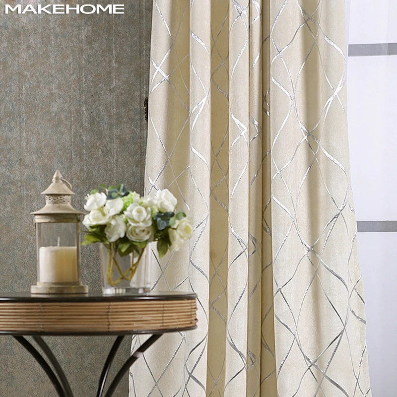 

Simple Modern Window Blackout Curtains for Living Room Bedroom Thickening Chenille Silver Jacquard Curtains Drapes