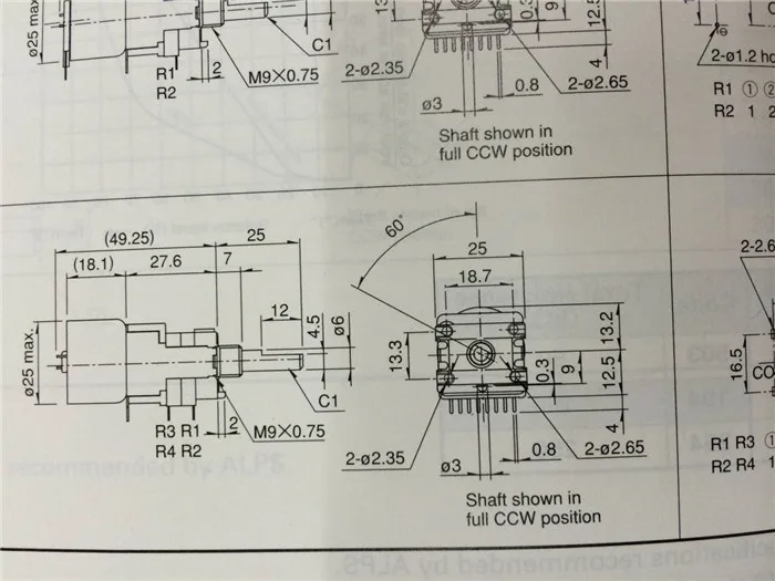 [VK] Japan ALPS RK168 quadruple motor potentiometer 100KBX4 B100K handle length 25MMF 216M switch