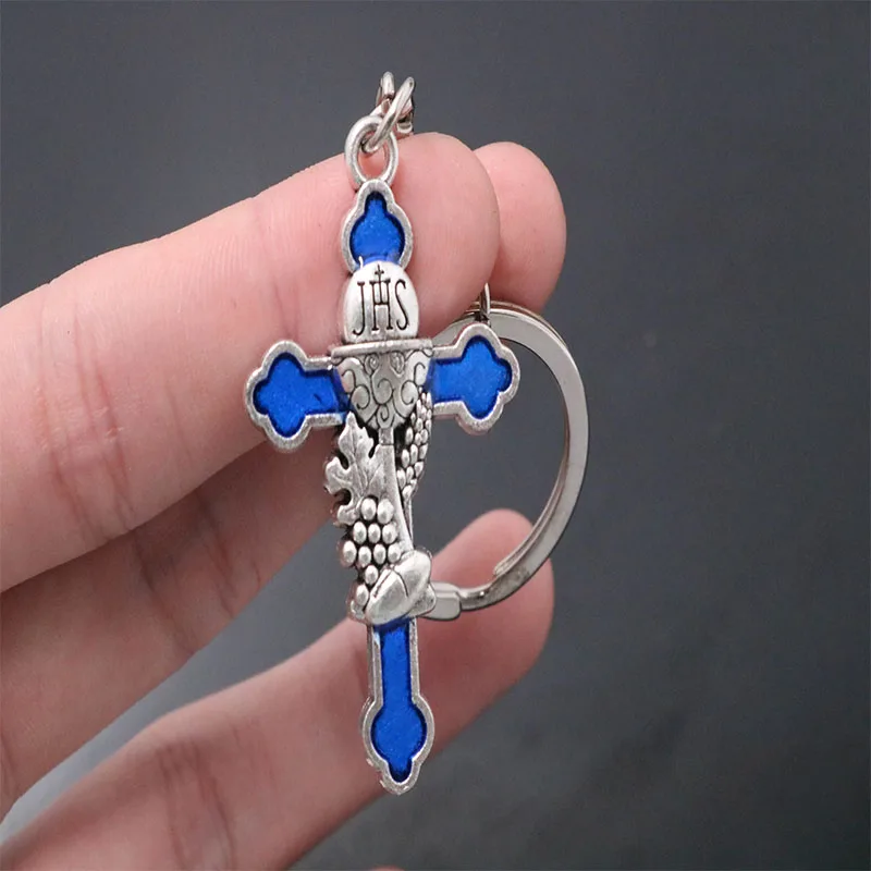 36 pieces church saint jesus holy cross keychain cheap keychain decorative cross gift keychain