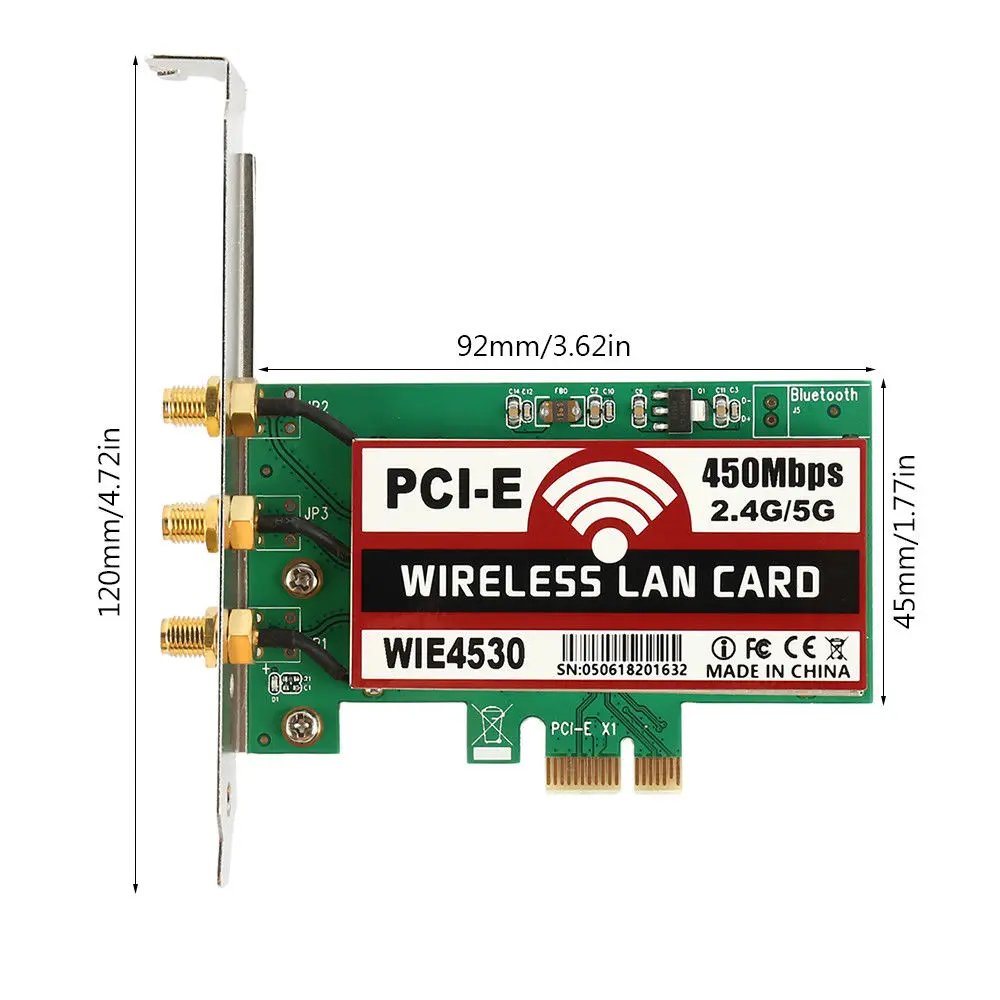 450 Mbps WiFi Wireless PCI - Express x1 การ์ดเดสก์ท็อปสำหรับ Intel 5300 Ch CW
