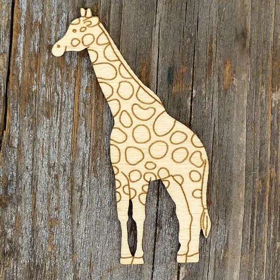 Wooden Comic Giraffe Standing Craft Shapes  Plywood Animal Wild Safari