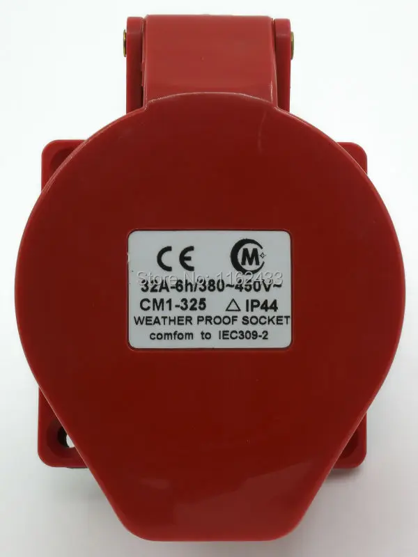 32A 3P N E 5 pin 220-380V/240-415V IP44 325 three phase splashproof industrial flush mounting socket