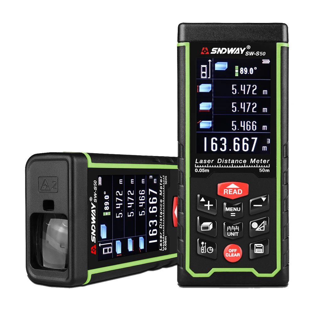 

SNDWAY Laser Distance Meter 50/70/100m With Color LCD Screen Laser Rangefinder Digital Tape USB Rechargeable Laser Rangefinder