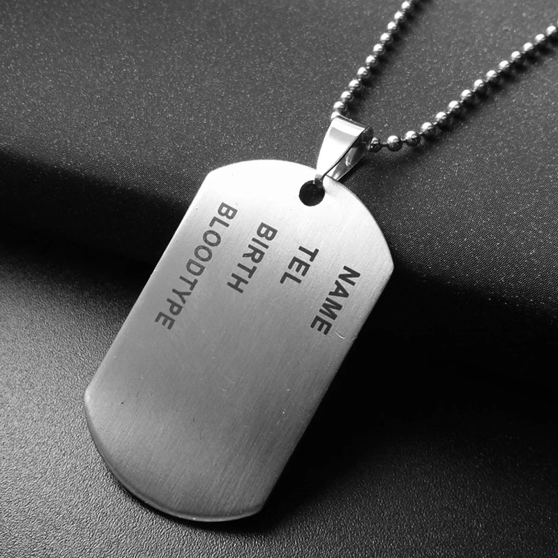 1pc Army Tag Badge Name Dog Tag Pendant Man Chain Necklace  Color Stainless Steel Charm Men Jewelry Gift N45