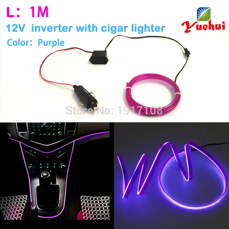 2.3mm-Skirt 1Meter Fashion Lighting EL Wire Rope Tube For Car Party Decorative LED Thread Flexible Neon Light With DC-12V Driver