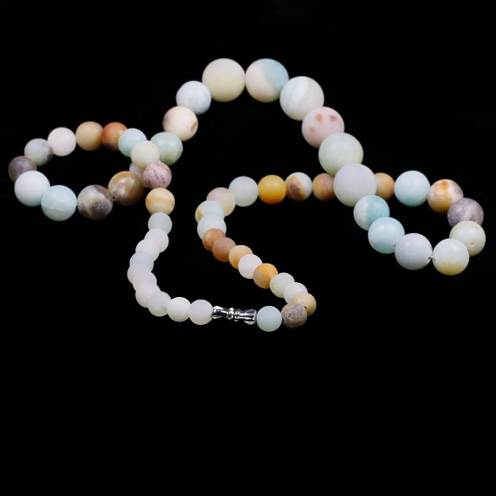 Natural 6 8 10 12mm Amazonite Stones Beads Necklace High End Dropshipping Jewelry Women Vintage Yoga Gifts