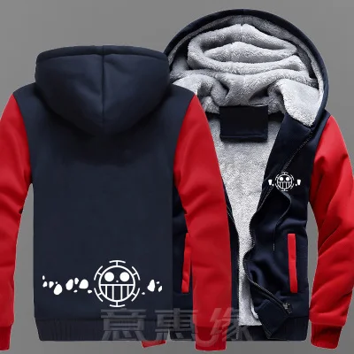 New Winter Jackets Coats Ace hoodie Anime Law Hooded Thick Zipper Men Sweatshirts custom made