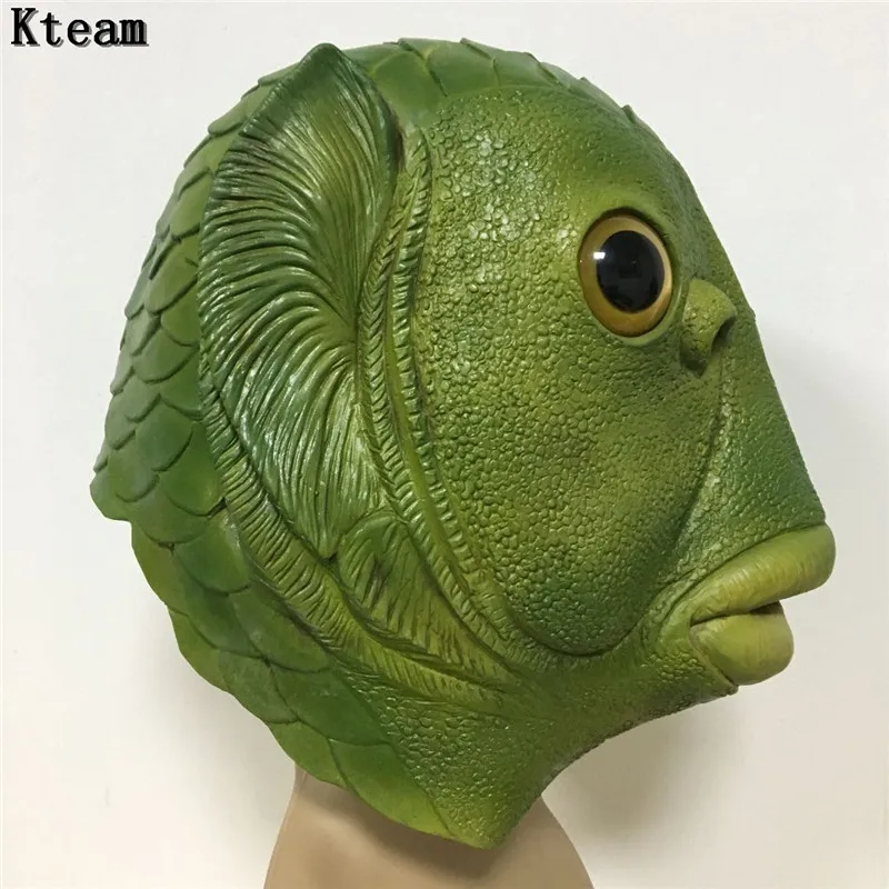 2017 Funny Halloween Party Cosplay Latex Cute Masquerade Rubber Golden Fish Mask Realistic fish head Mask Animal Full Head Mask