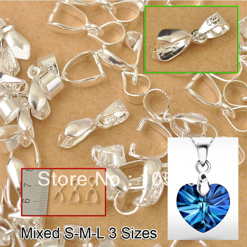 

60 PCS Mixed 3 Size S-M-L Findings Bail Connector Real 925 Sterling Silver Color Pendant Earring Fitting Bail Accessories