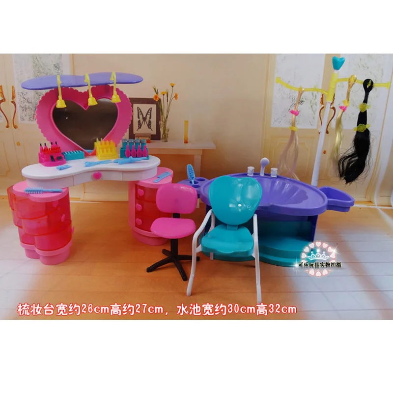 

For Barbie Doll Furniture Accessories Toy Barbershop Hairdressing Salon Center Store Pretend Toy Holiday Girl Gift Bedroom DIY