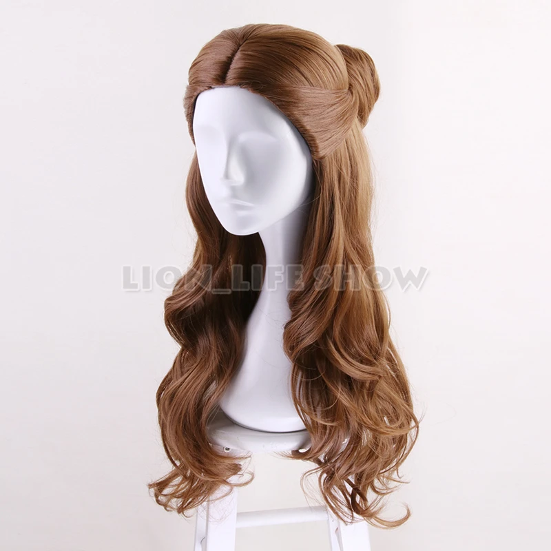 ภาพยนตร์ความงามและ Beast Princess Belle Wig Emma Waston วิกผมหยักยาวคอสเพลย์/บทบาทเล่นเครื่องแต่งกาย