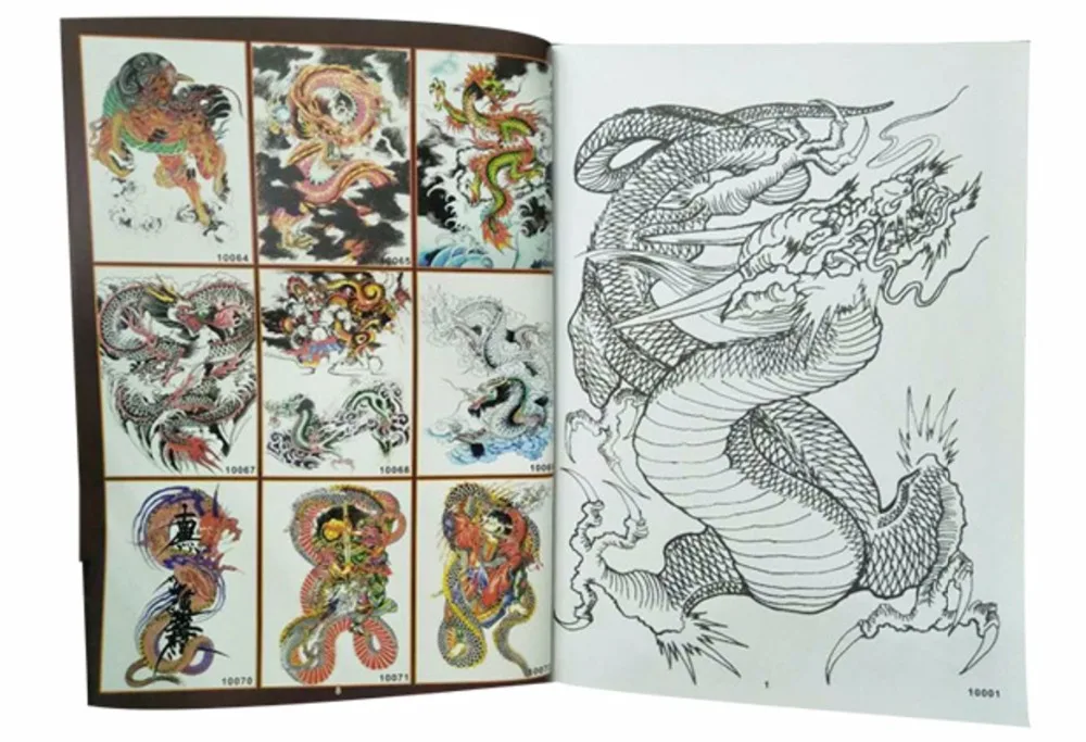 New Tattoo Manuscripts Dragon Figure Full Back Tatoo Books Pattern China Drawing Head Over Shoulder Book Tattoos Manuscript Sale