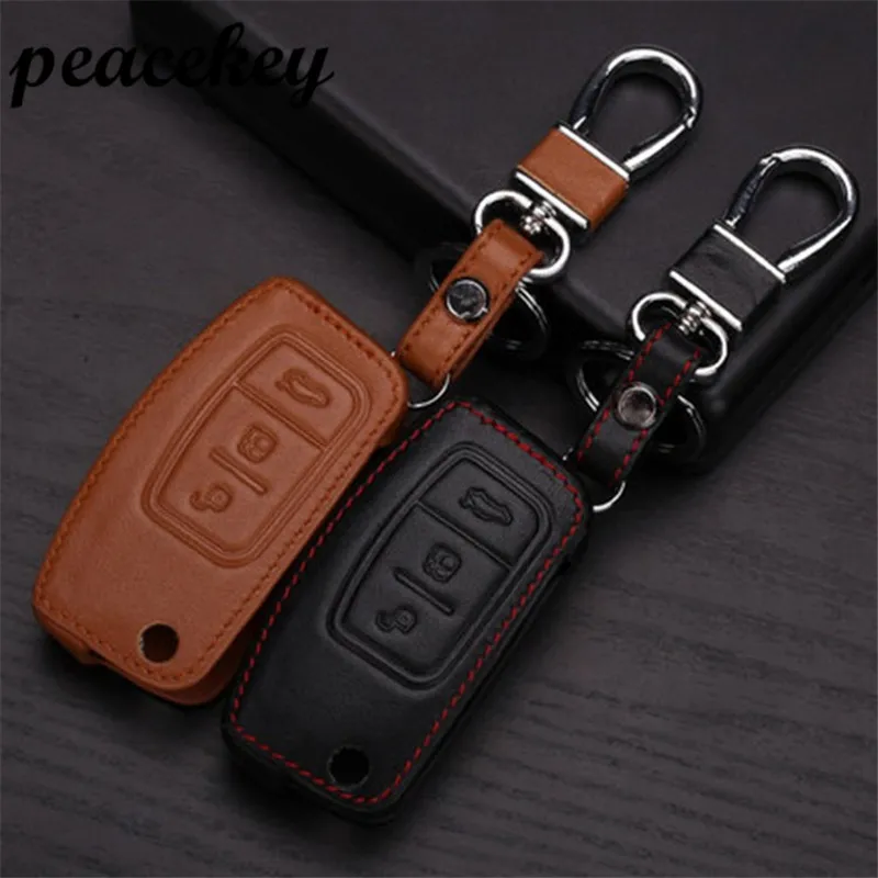 car remote key leather cover case Keychain for Ford Focus 2 MK2 sedan hatchback, car accessories