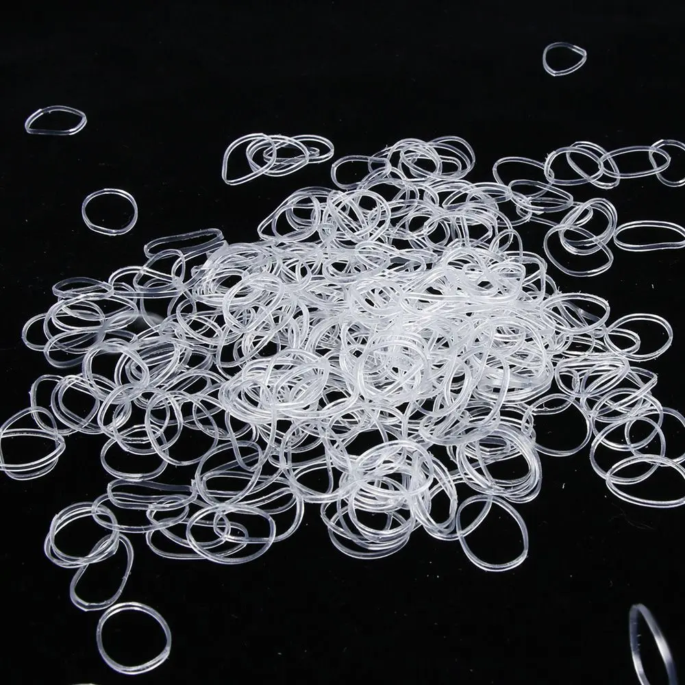 200PCS Small Transparent Rubber Hairband Rope Silicone Ponytail Holder Elastic TPU Hair Holder Tie Gum Rings  Hair Accessories