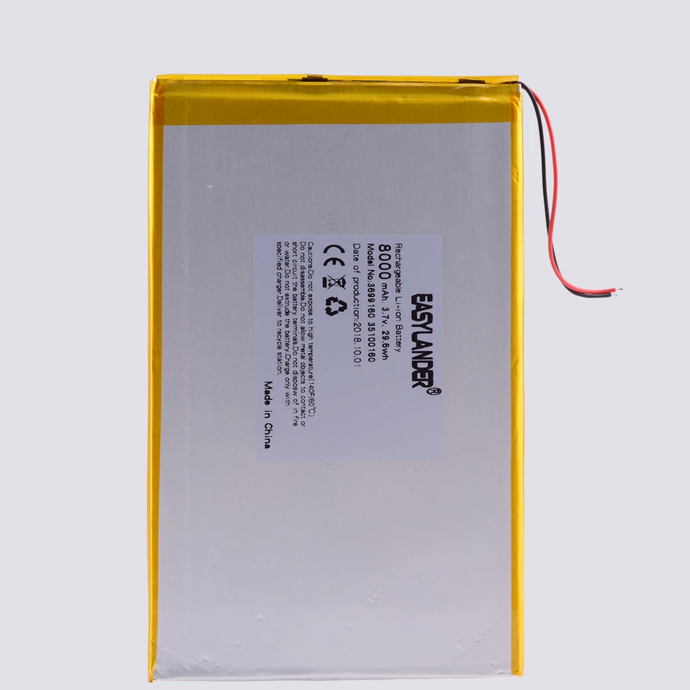 3.7 V 8000mAh 33100160 3599160 universal Rechargeable Lithium Li-ion Polymer batteries for Tablet Pc Batteries