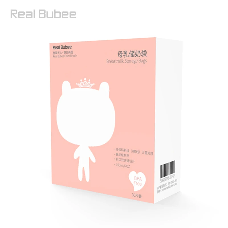 RealBubee Baby Food Storage PBA free 150ML*30PCS BreastMilk Storage Bags baby Storage Boxes fresh bag Best used with breast pump