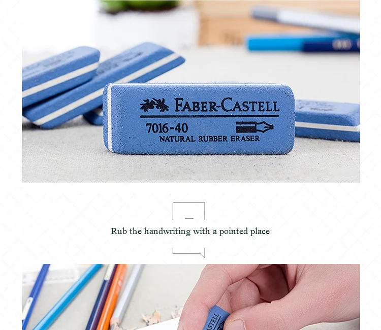 Faber Castell Naturkautschuk-Radiergummi für Gel/Tinte/Kugelschreiber/Füllfederhalter, Sandgummi-Radiergummi, löschbares Schulprüfungsmaterial, 3 Stück – Detail 8