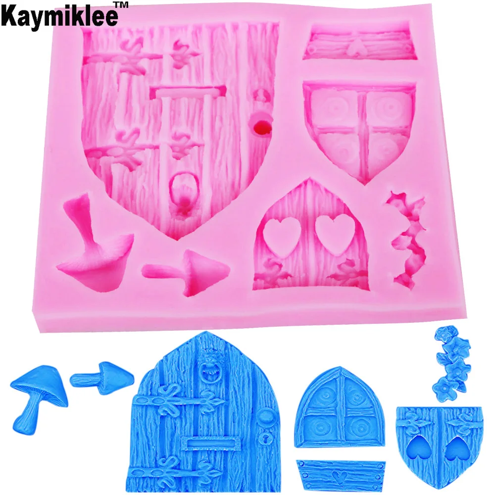 M302 cuento de hadas cabaña molde de silicona seta ventana puerta Fondant pastel decoraciones Chocolate herramienta para hornear