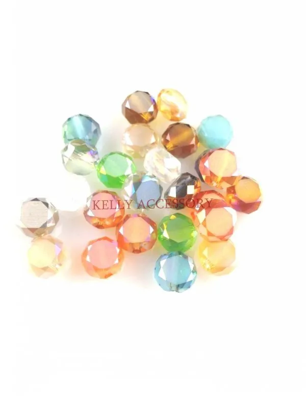 

Free Shipping 350pcs 8mm Mixed Color Flat Round Crystal Beads Factecd Glass Beads Craft Bracelet DIY Beads For Jewelry Making