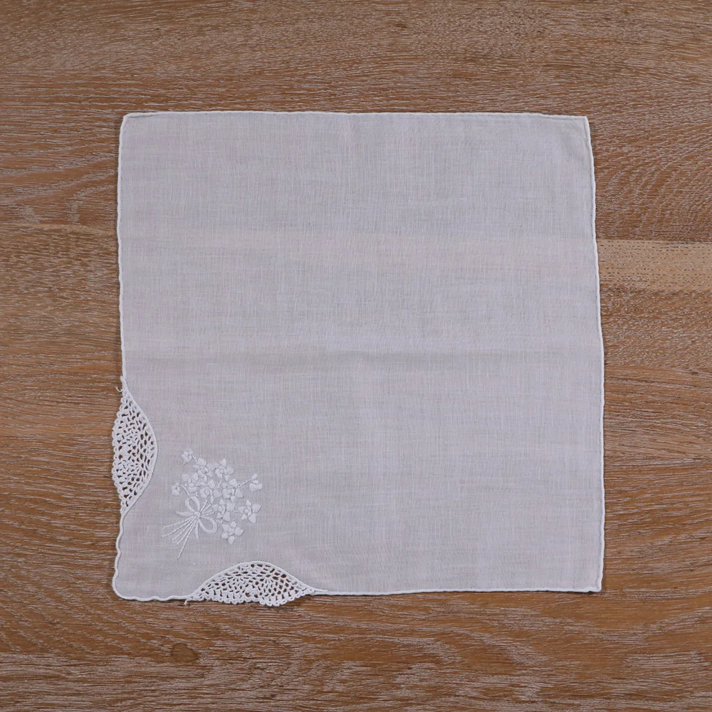 S011 :  1 piece Hand-made hand embroidery  handkie  Drawnwork White Cotton  handkerchief