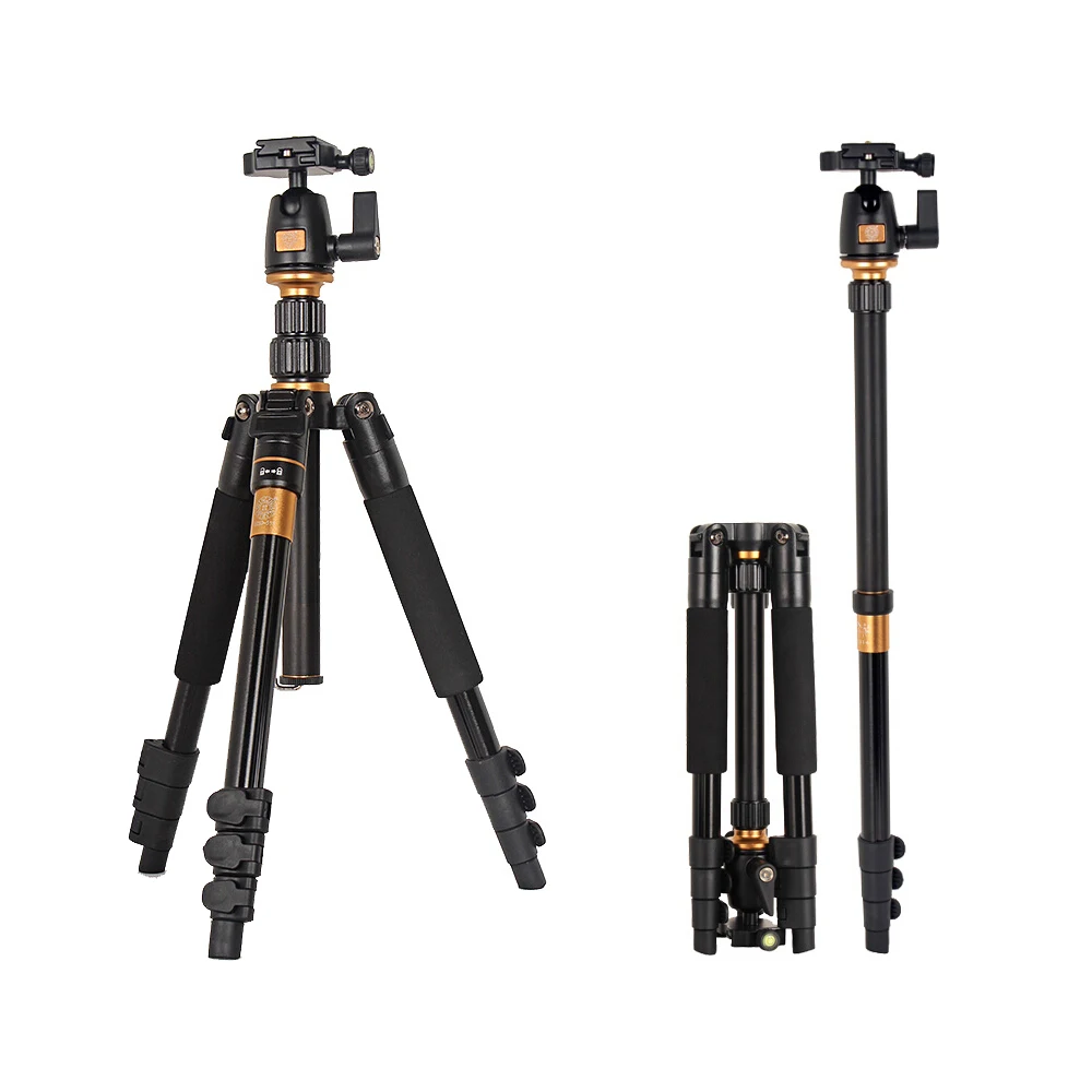 New Version Q555 Professional Aluminum Magnesium Alloy Portable Foldable Tripod Kit For SLR Camera / Can Be Changed To Monopod