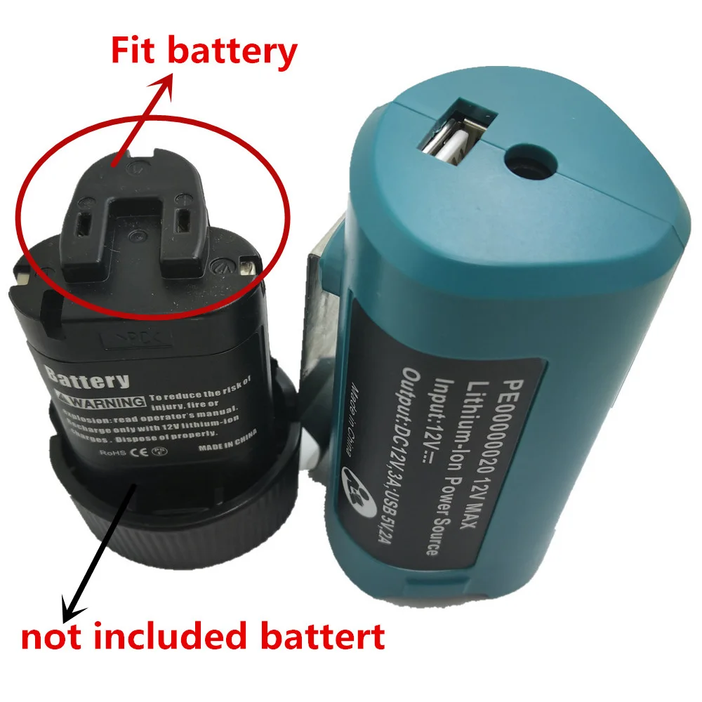 For Makita PE00000020 Heated Jacket 12V USB Charger Adapter Replacement Li-ion Battery