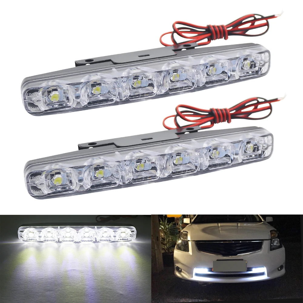 LED DRL Daytime Running Light 12V Day Light 6 LEDs Auto Fog Light Driving Lamps Automobile Light Source Car styling Super Bright