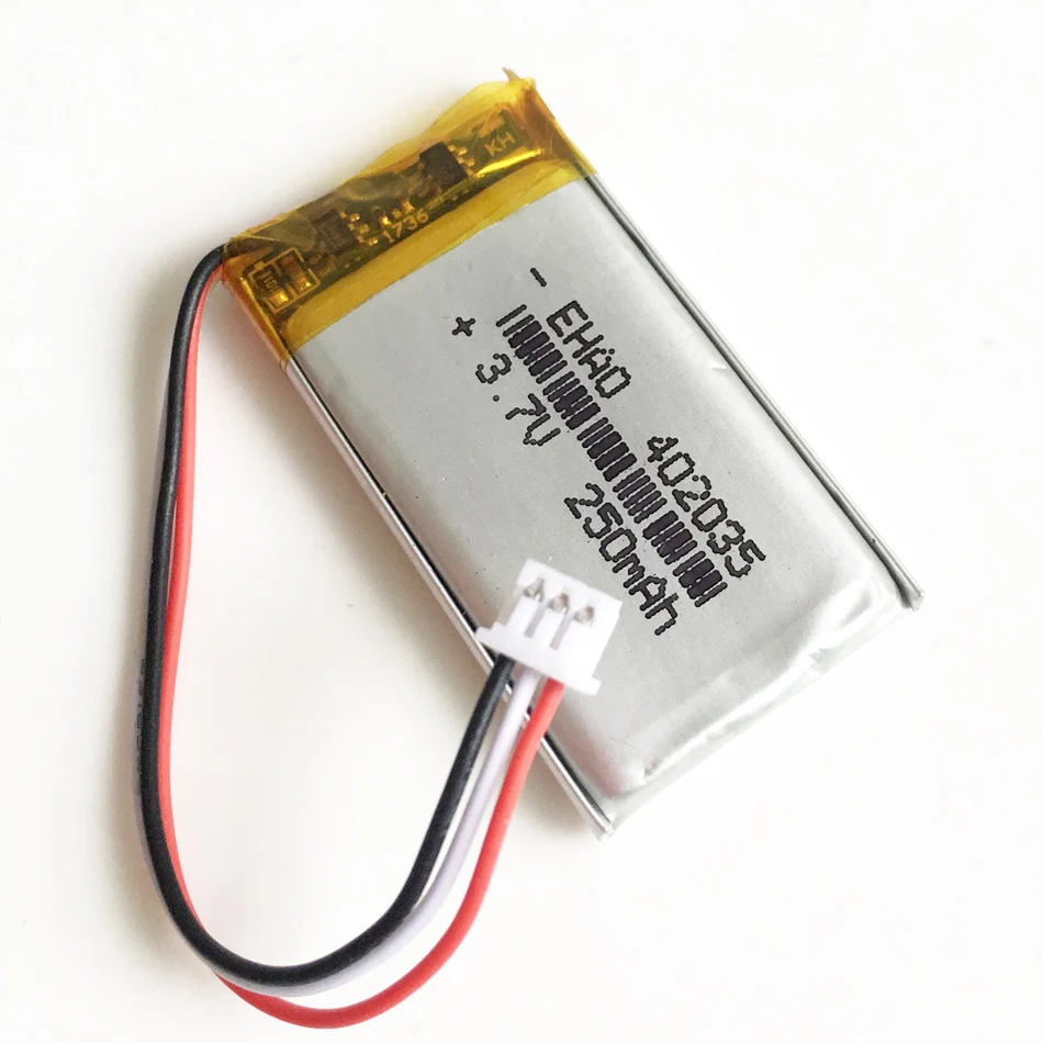 3.7V 250mAh 402035 litowo-polimerowa LiPo akumulator JST 1.25mm 3pin złącze do GPS Mp3 GPS bluetooth inteligentny zegarek