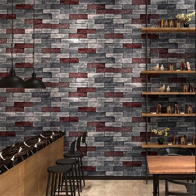 

wellyu обои High end Retro Nostalgic Chinese Restaurant Hotel Brick Pattern Wallpaper Barber Clothing Store Bar Brick Wallpapers