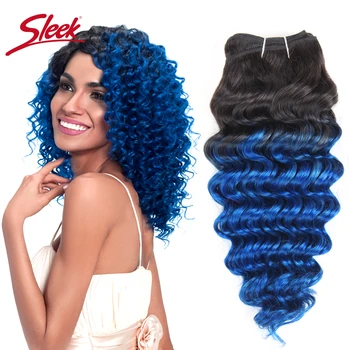 Elegante Ombre brasiliano natura onda profonda fasci tessuto dei capelli umani 1 pezzo affare # T1B blu rosa viola tessuto dei capelli di Remy 100 grammi