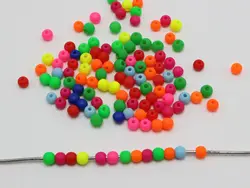 1000 misto Gelo Al Neon di Colore Branelli Rotondi 4 millimetri Smooth sfera Perline