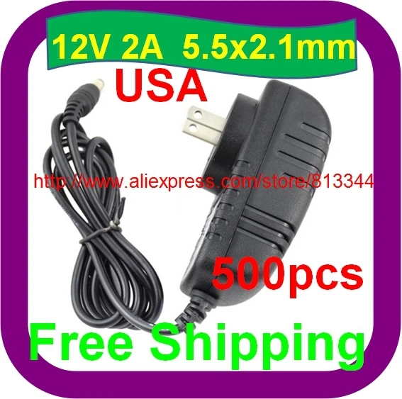 500 pcs  US PLUG 12V 2A Power Supply 24w Adapter For  LED Strip Light